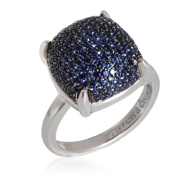 Tiffany & Co. Paloma Picasso Sugar Stack Blue Sapphire Ring in 18k White Gold - Picture 3 of 5